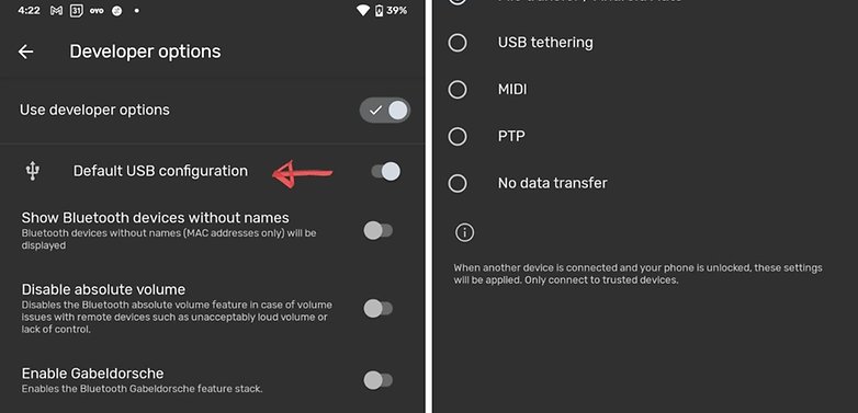 Default USB configuration