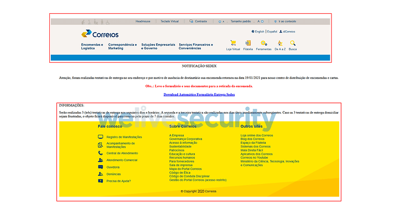 pishing correios
