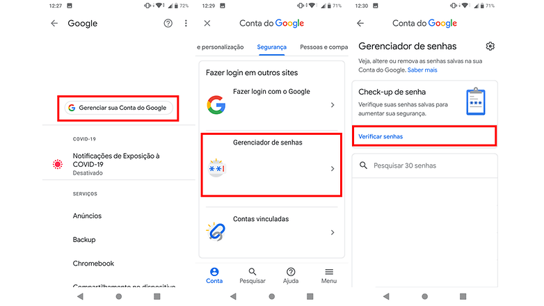 senhas android