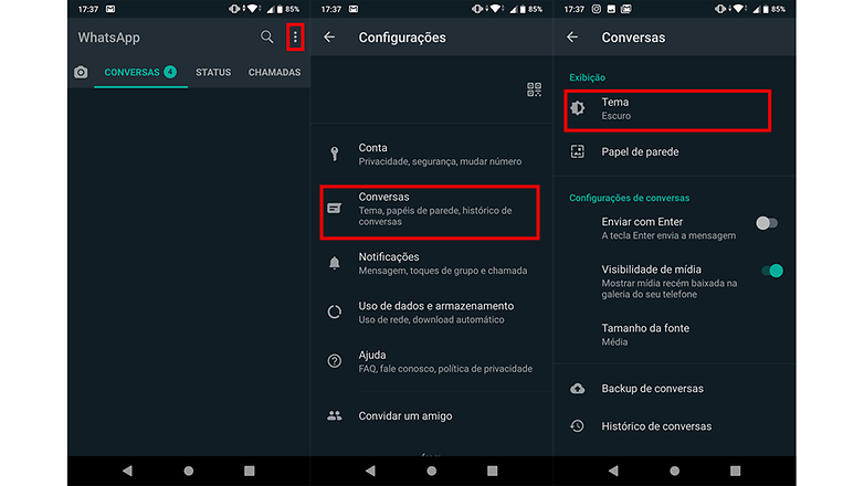 tema escuro wpp