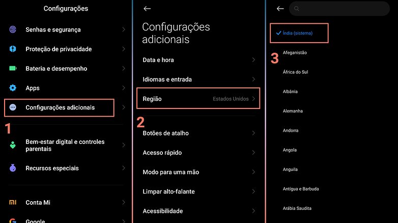 MIUI Mudar regiao