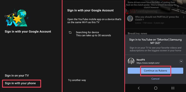 YouTube quick login 2