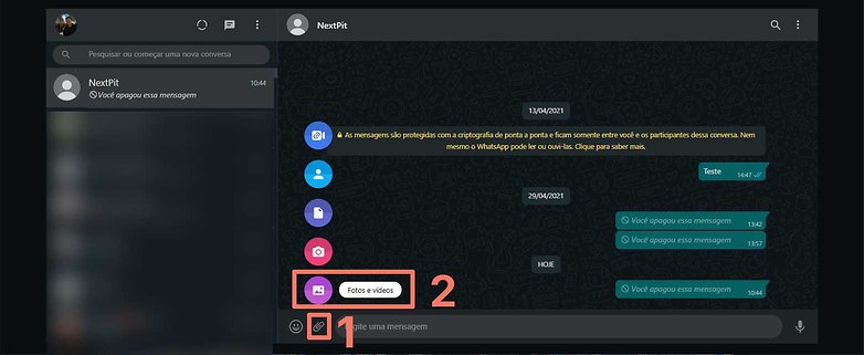 ZapZap Web enviar fotos