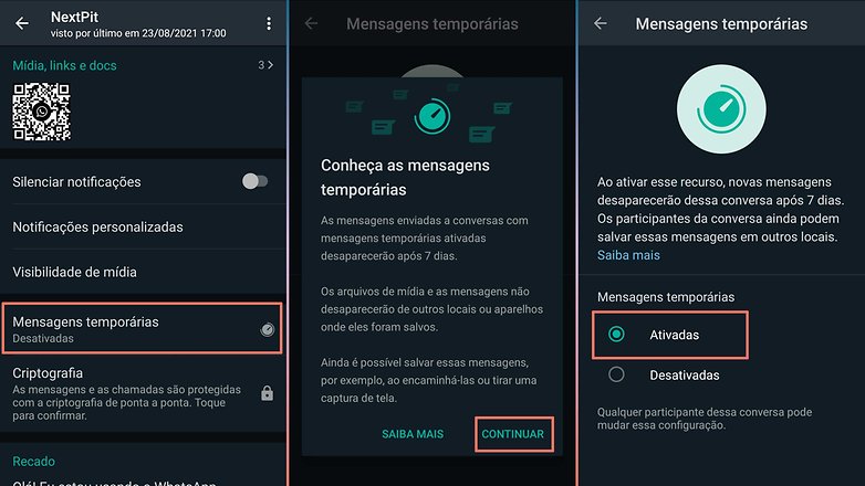 ZapZap mensagens temporarias