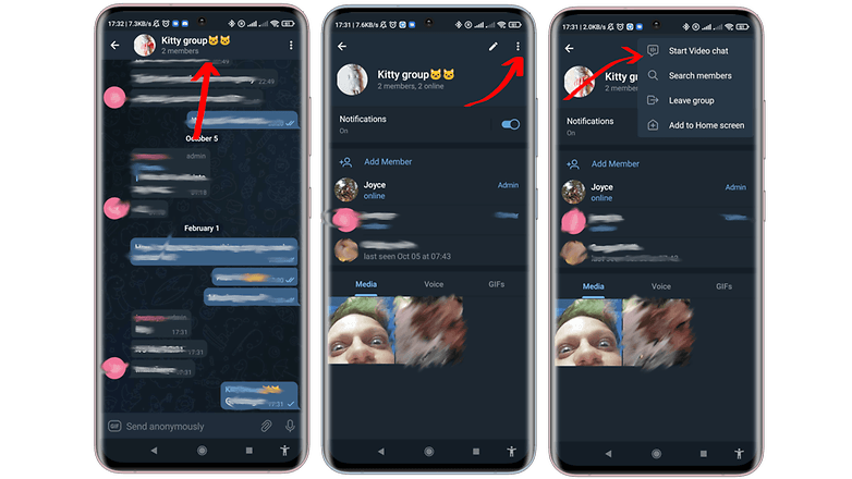 how to do telegram group video call