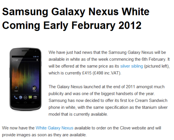 Samsung Galaxy Nexus white