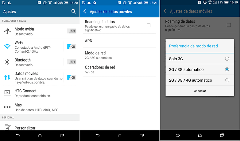 conexion redes android