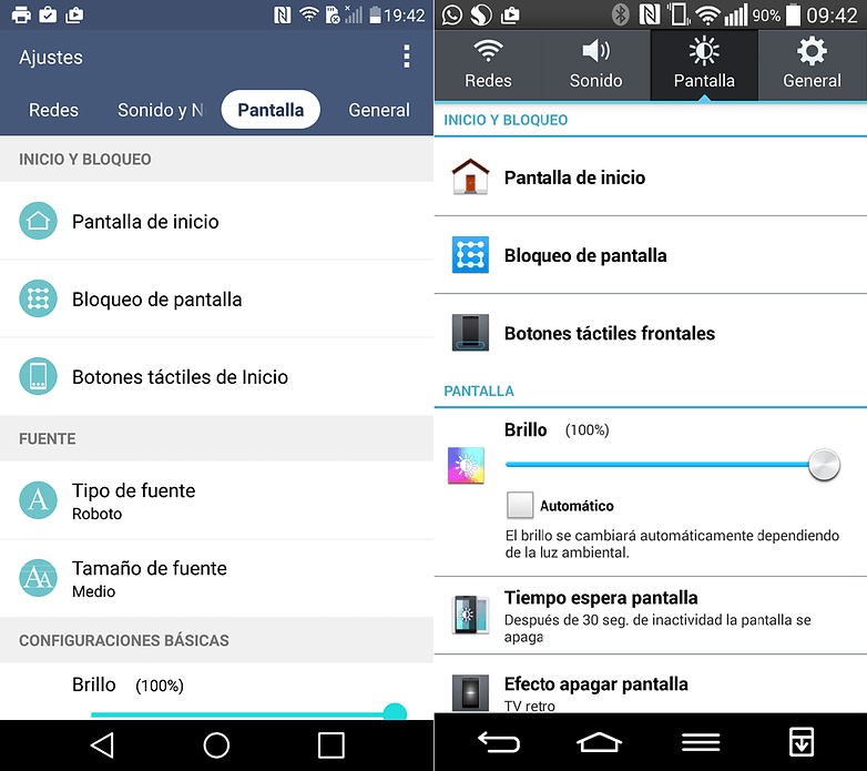 lg g4 g2 ajustes