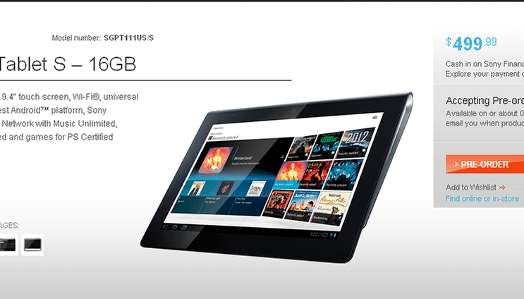 Sony Tablet S up for September 16 US launch, sticker price $499.99